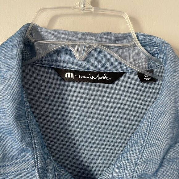 Travis Mathew Size XL Blue Short Sleeve Golf Polo Palm Tree Embroidered - Picture 4 of 9